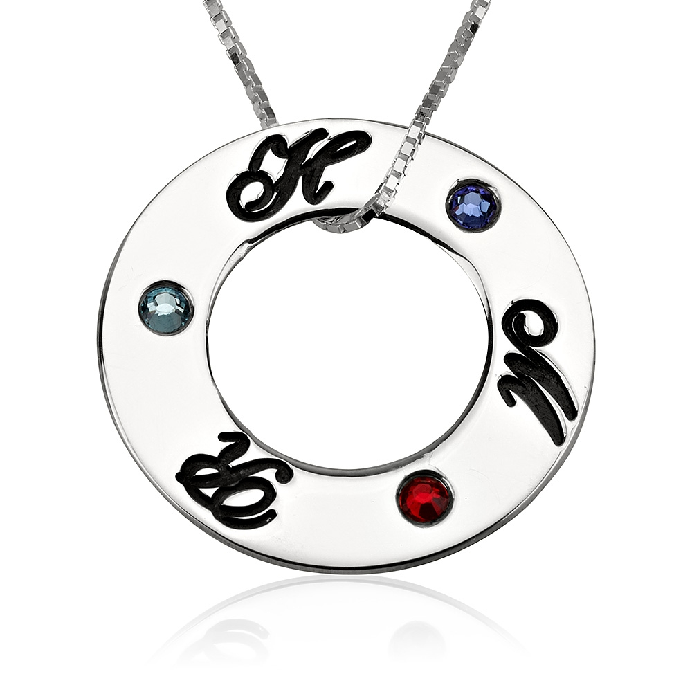 Family Initials Birthstone Necklace