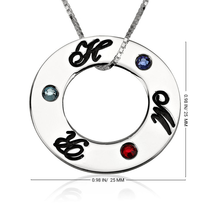 Family Initials Birthstone Necklace information