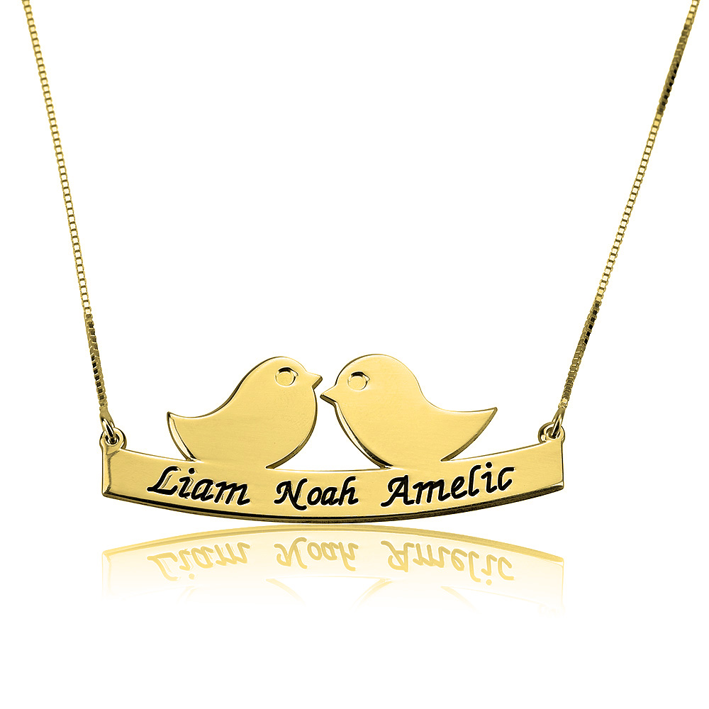 Mother Bird Necklace with Engrave Names