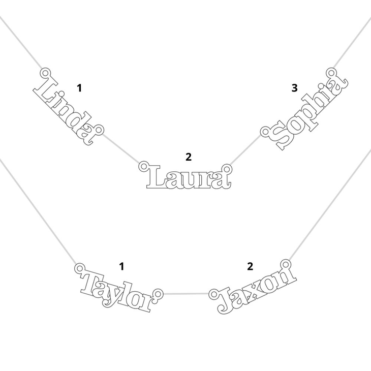 Multiple Name Necklace with Two or Three Names information