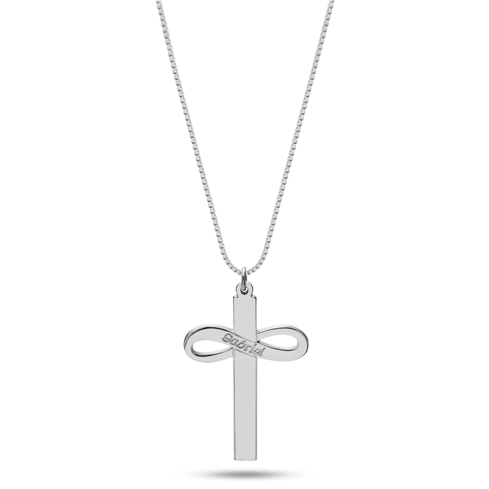 Infinity Cross Necklace With Name
