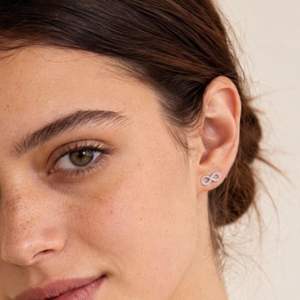 Cubic Zirconia Infinity Earrings