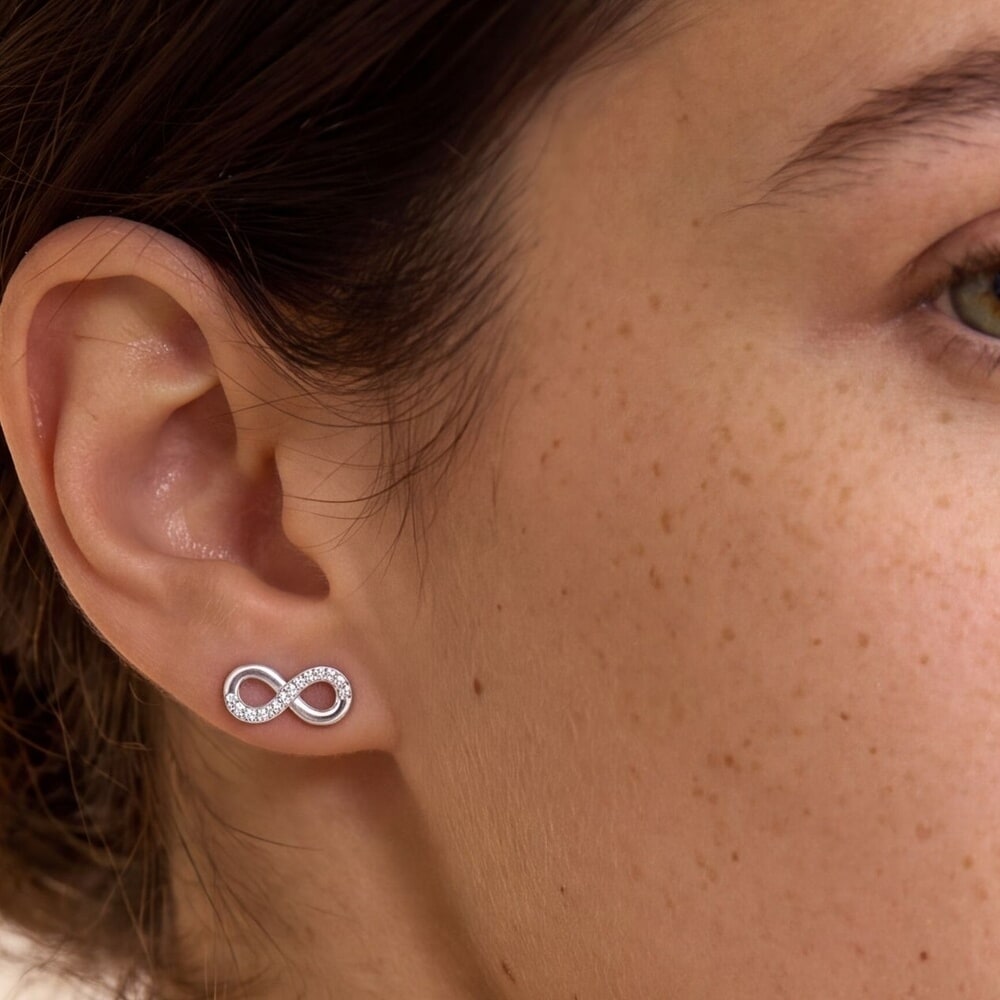Cubic Zirconia Infinity Earrings