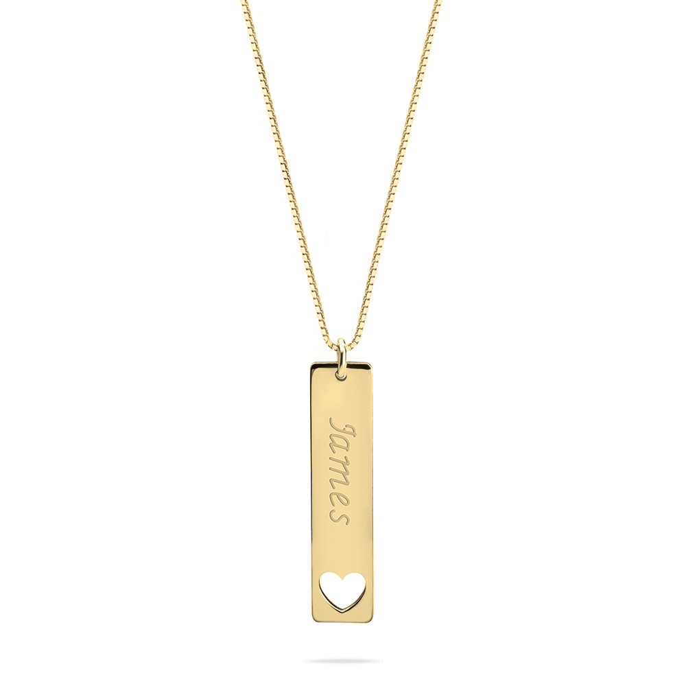 Vertical Name Bar Necklace With Symbol