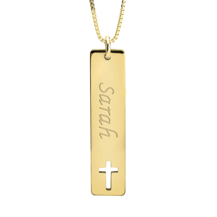 Vertical Name Bar Necklace With Symbol - Picture 5