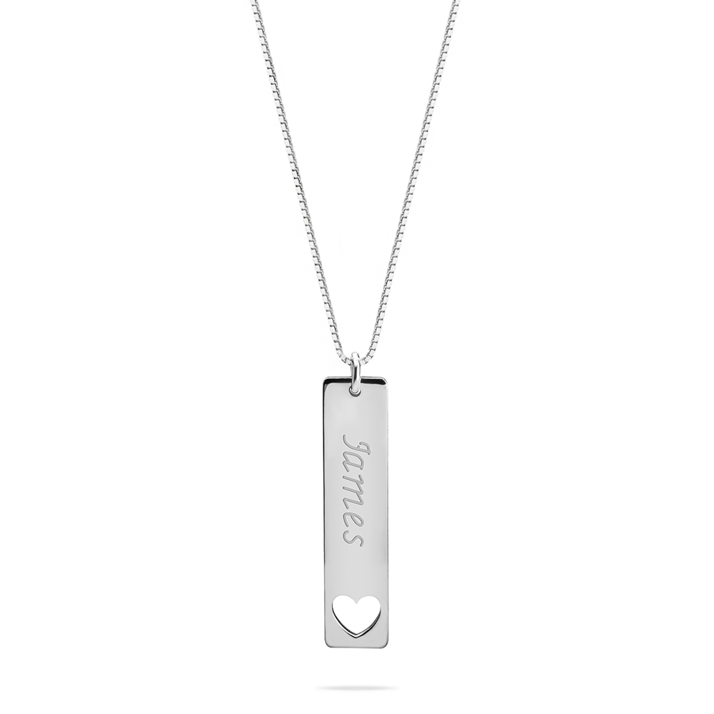 Vertical Name Bar Necklace With Symbol