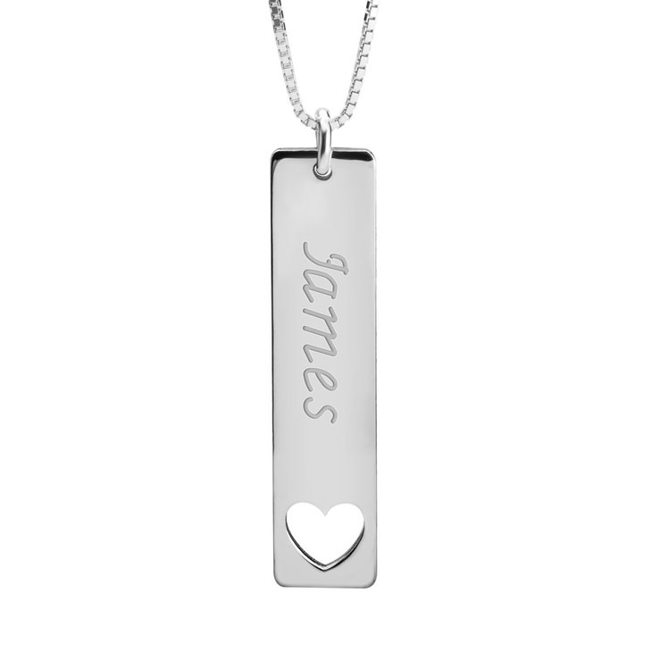 Vertical Name Bar Necklace With Symbol