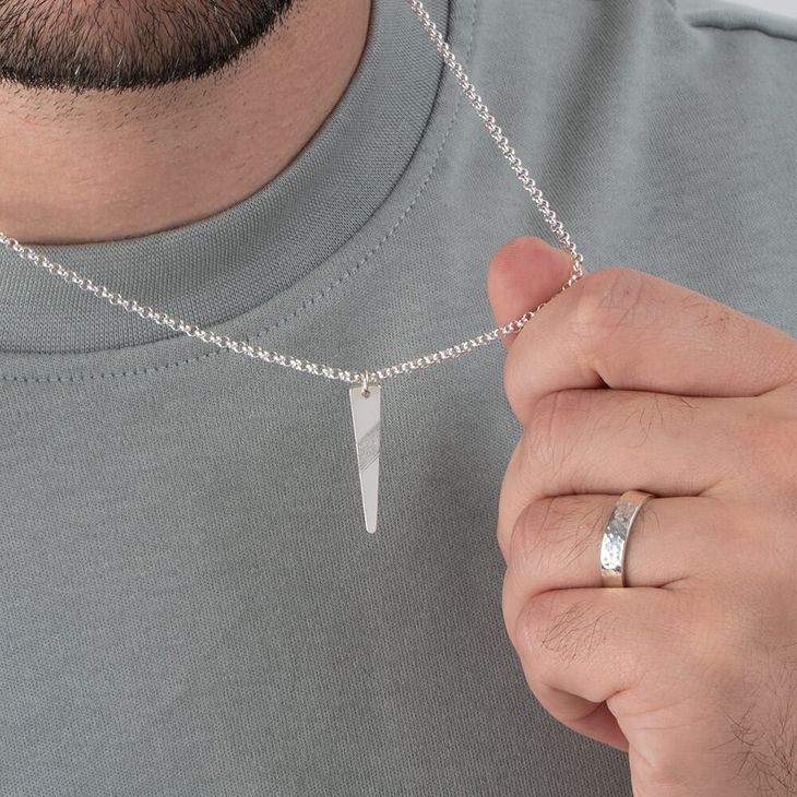 Long Geometric Necklace for Men model