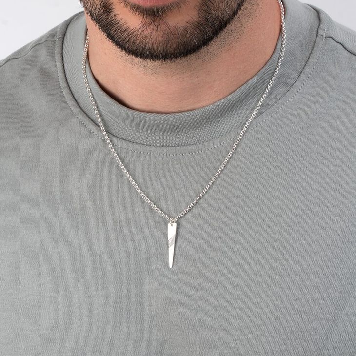 Long Geometric Necklace for Men model