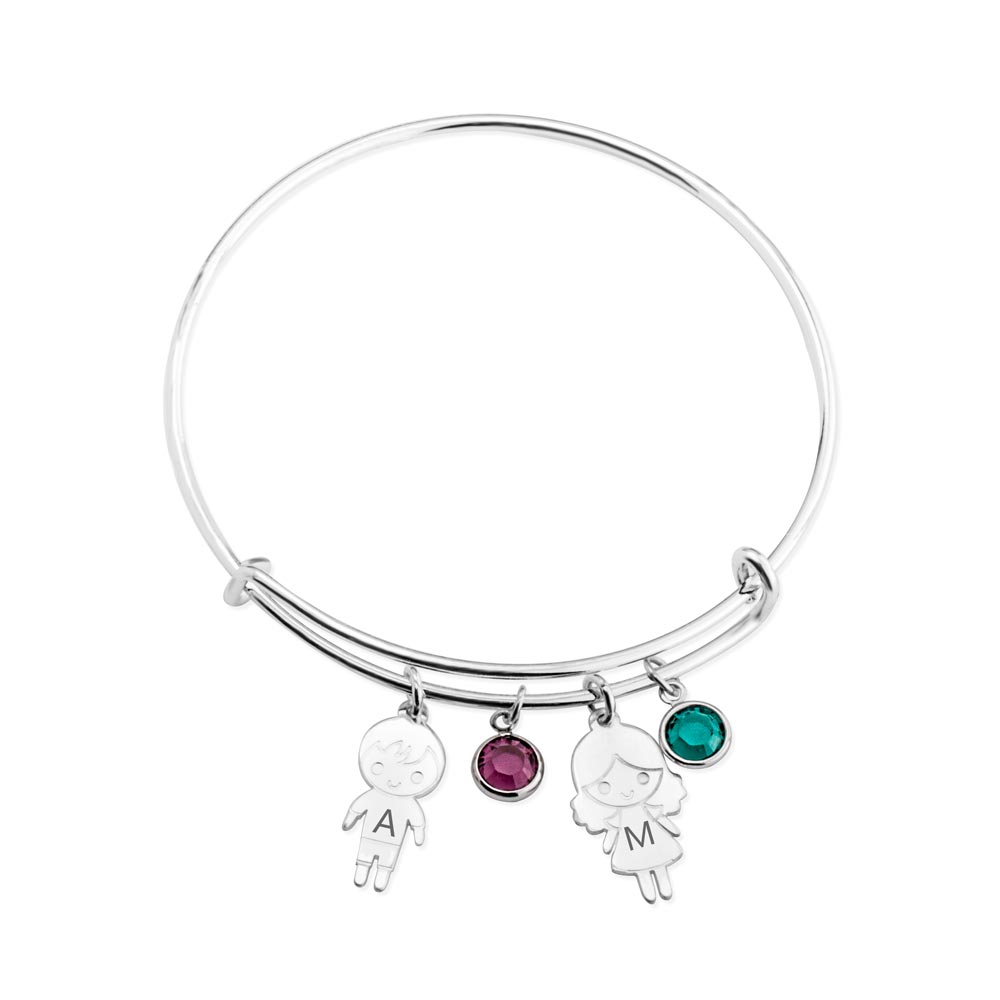 Children And Birthstone Charm Bangle