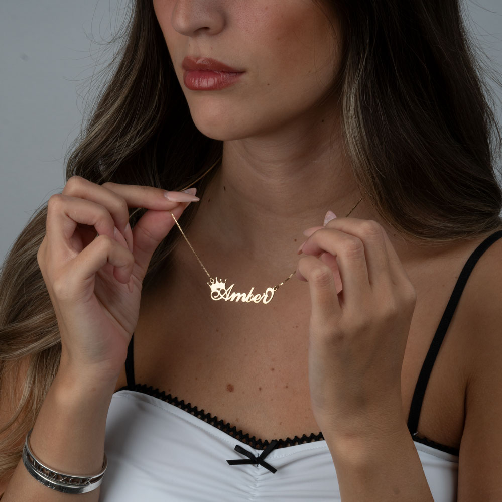 Custom Crown Name Necklace