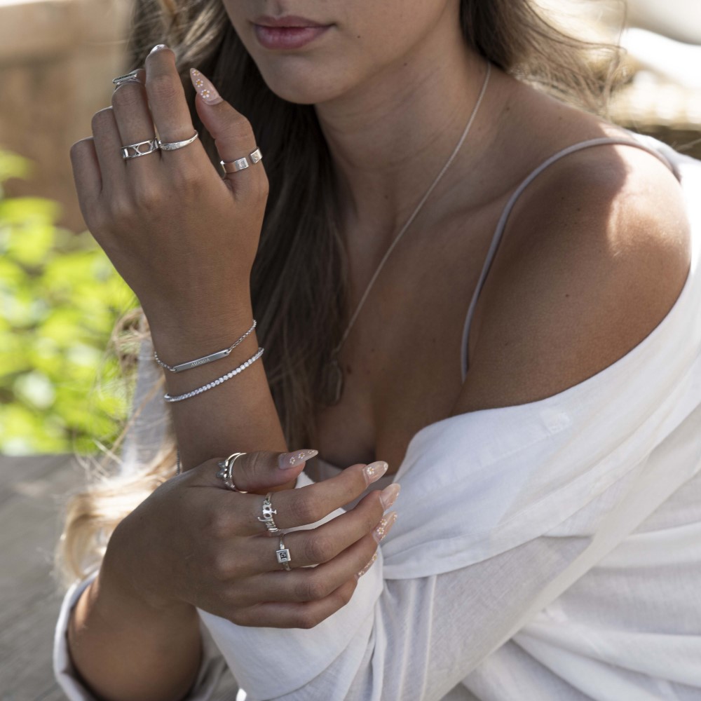 Personalised Name Ring on a model - 2