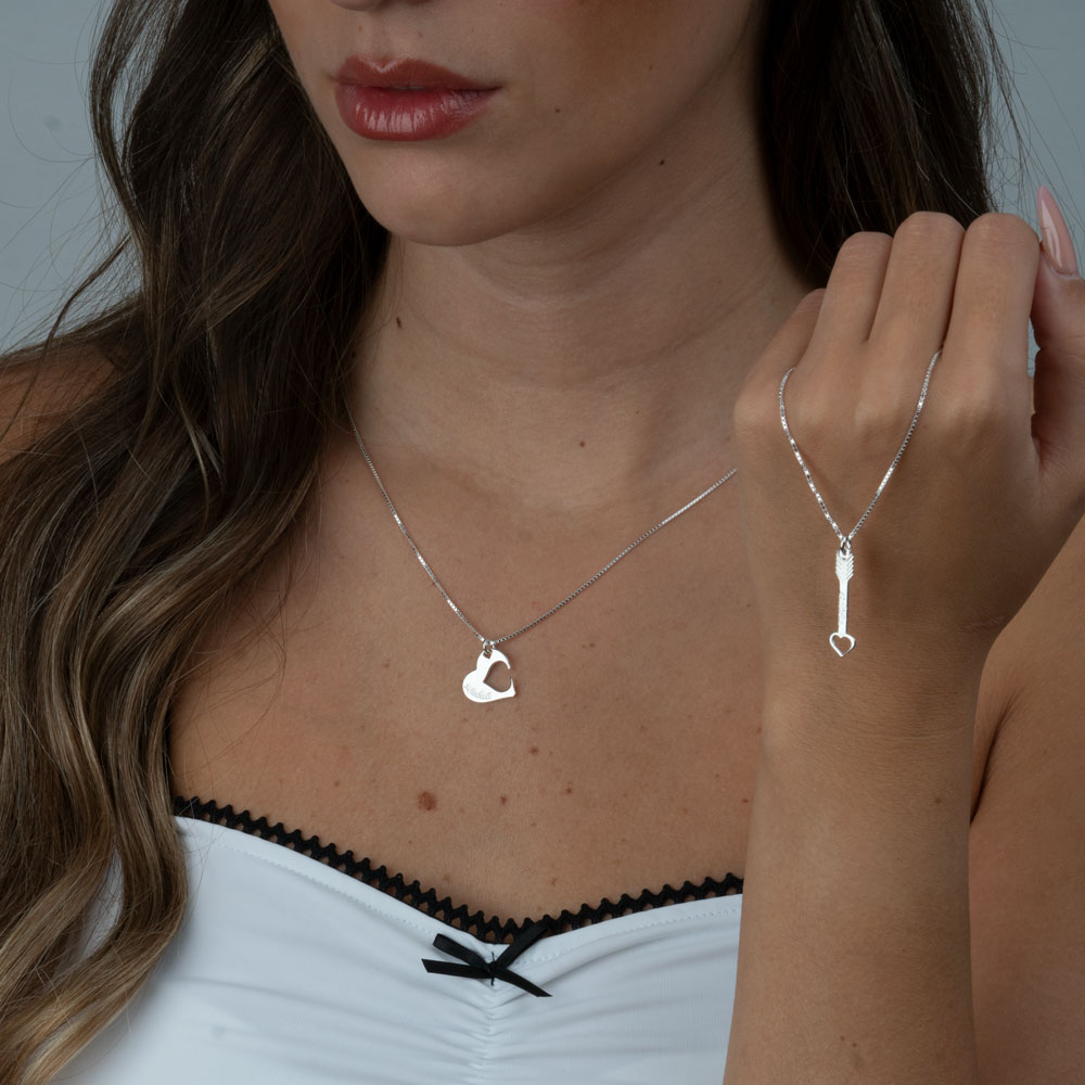 Heart & Arrow Interlocking Couple Necklace