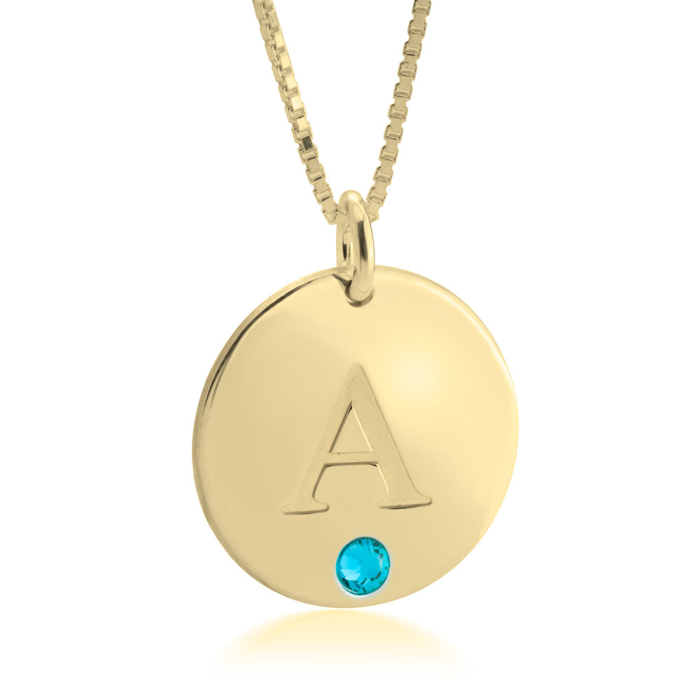 Initial Disc Birthstone Necklace