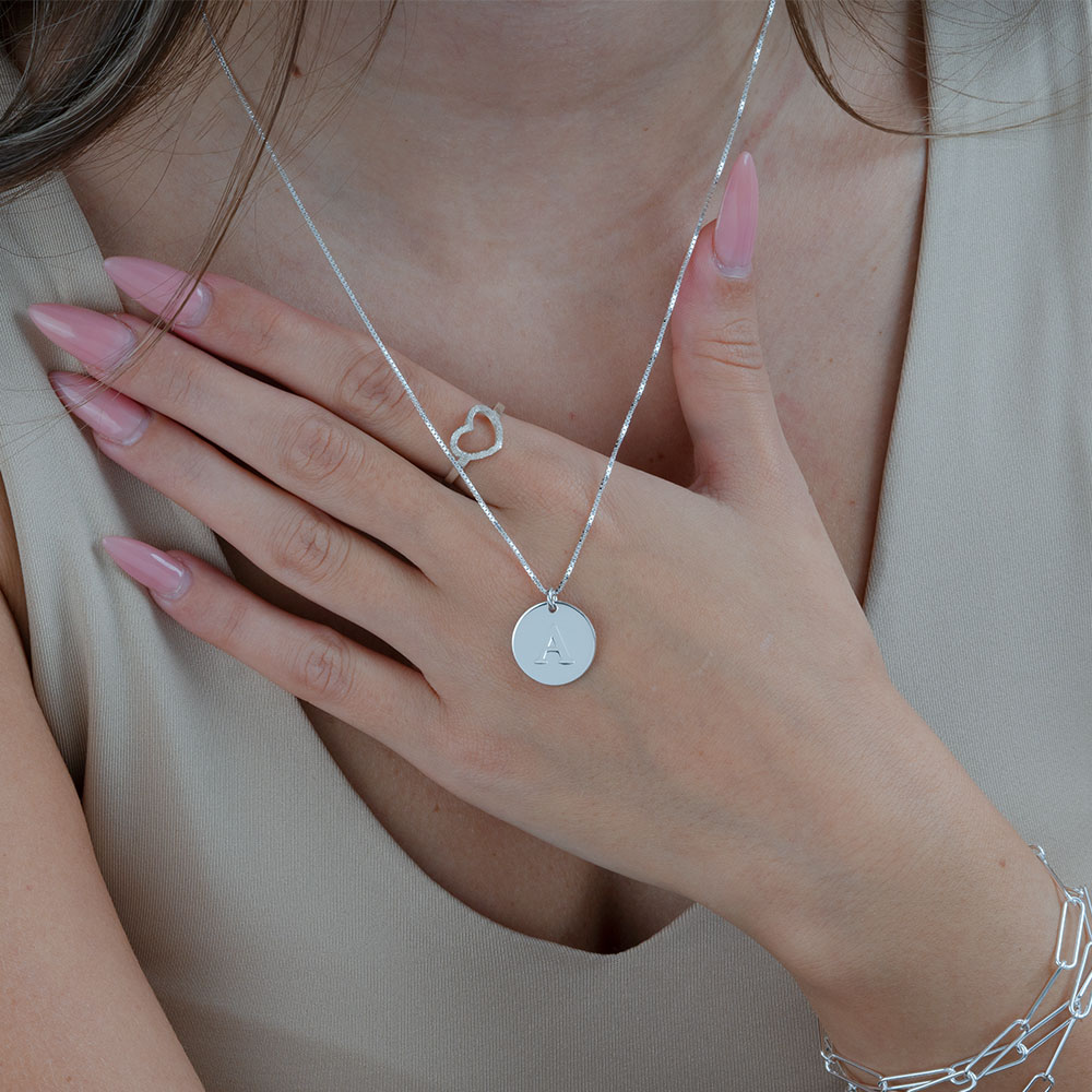 Initial Disc Birthstone Necklace