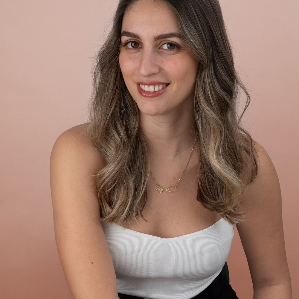 Custom Name Necklace with Heart on a model