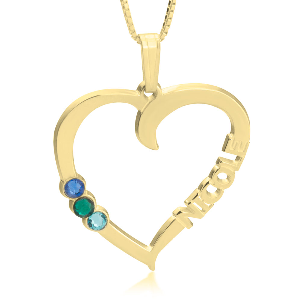 Heart Shaped Pendant With Birthstones