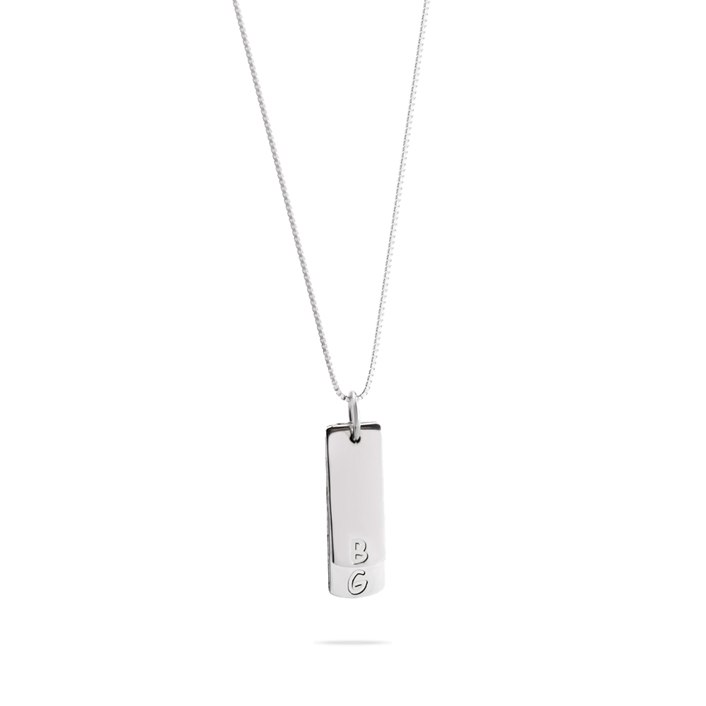 Vertical Bar Necklace With Initials