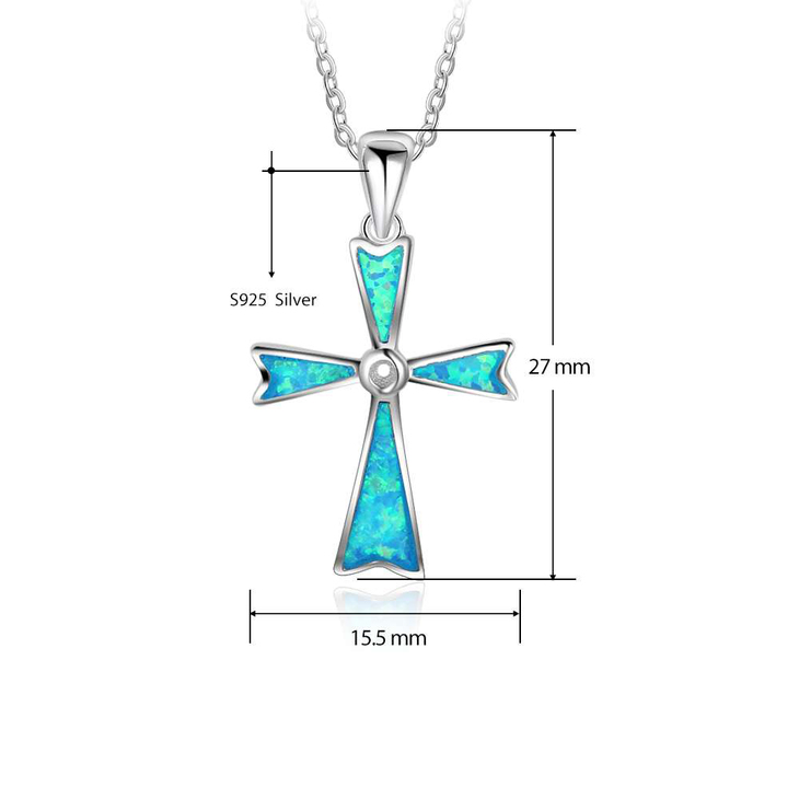 Opal Cross Necklace - Picture 6