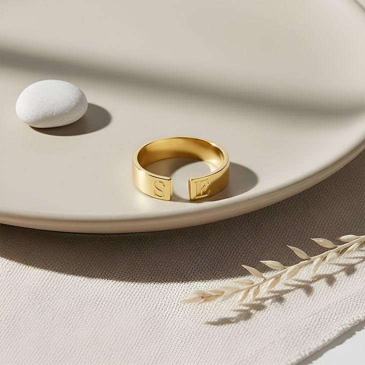 Open Ring with Initials information
