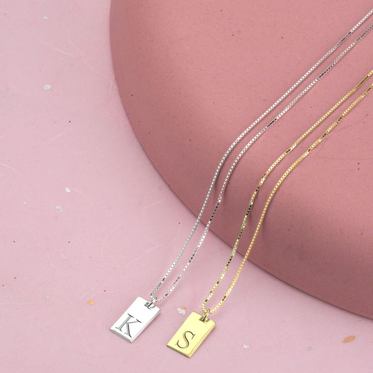 Small Bar Initial Necklace For Her information