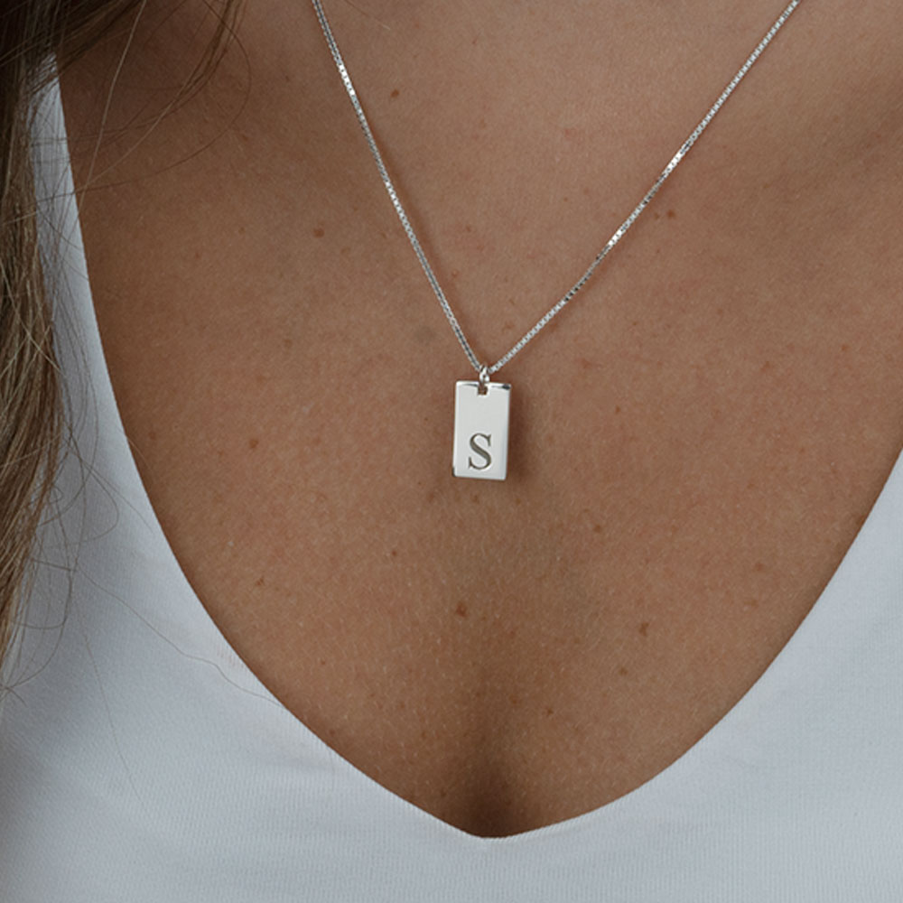 Small Bar Initial Necklace For Her