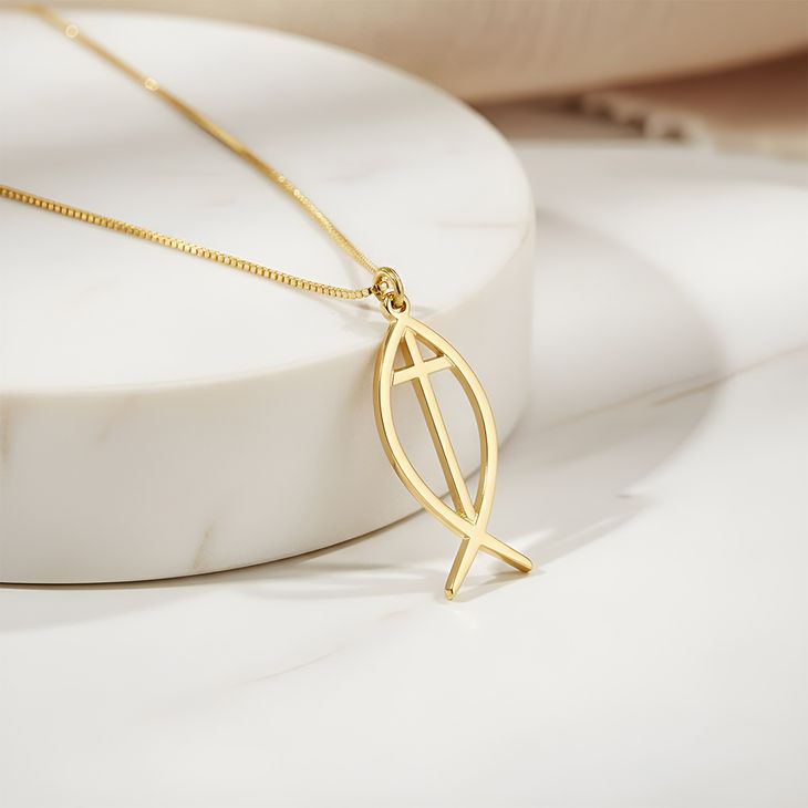 Cross Fish Necklace - Picture 2