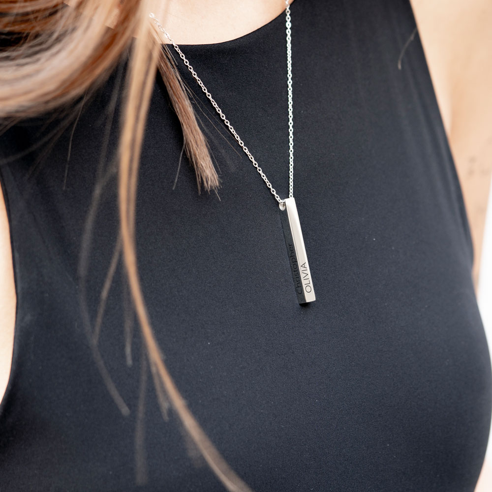 Engraved 3D Bar Necklace 