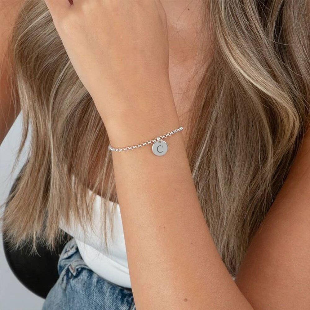 Personalised Initial Bracelet on a model