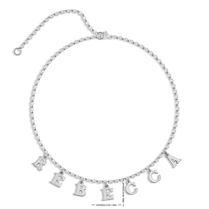 Choker Name Necklace in Sterling Silver information