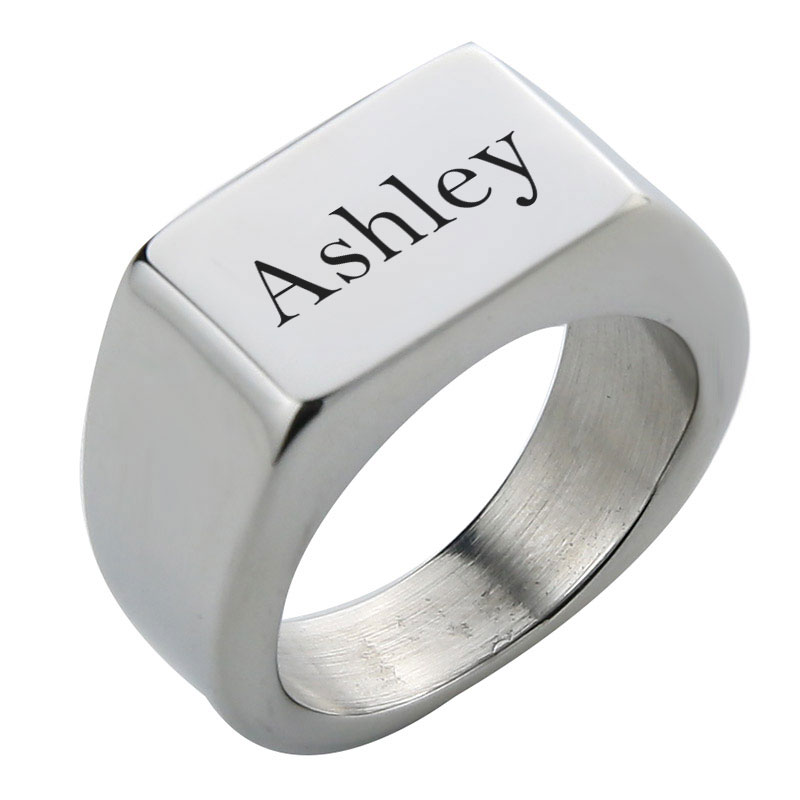 Square Personalised Initial Signet Ring