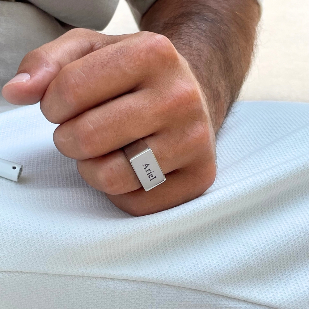 Square Personalised Initial Signet Ring