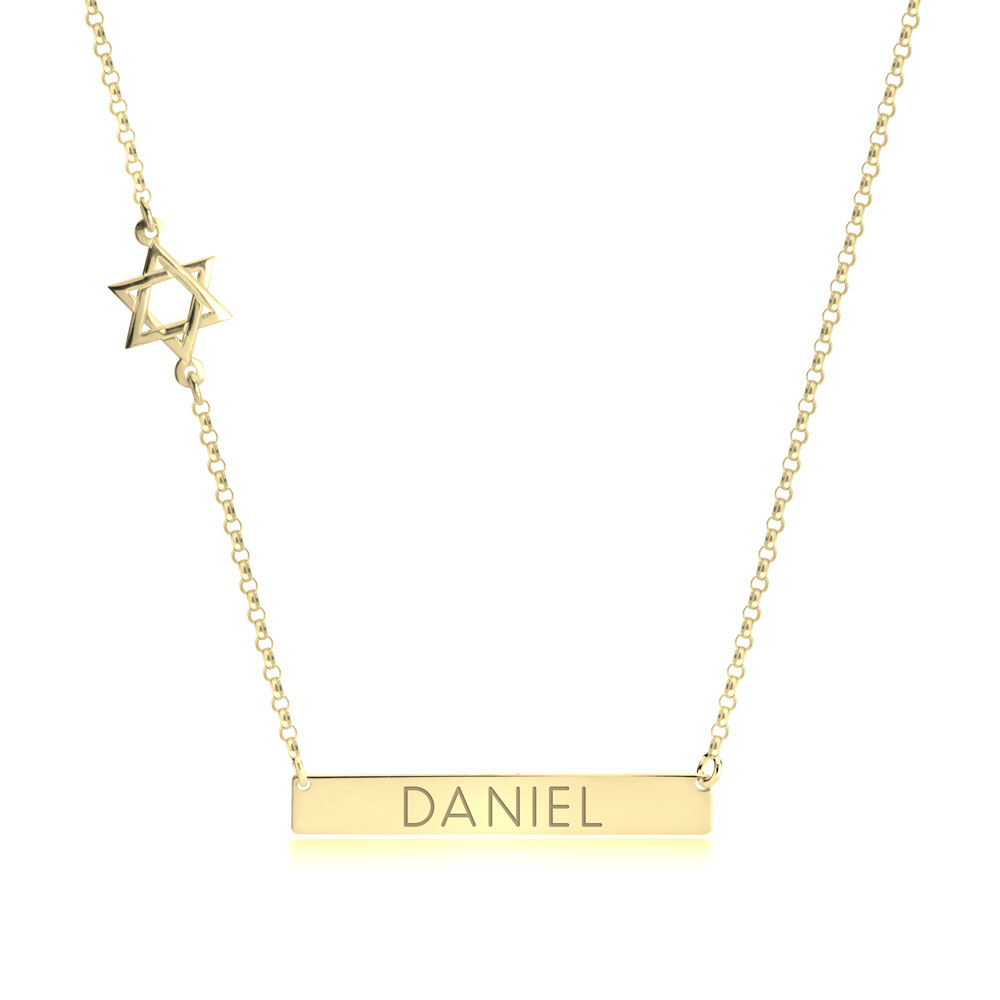 Bar Necklace with Star of David Charm