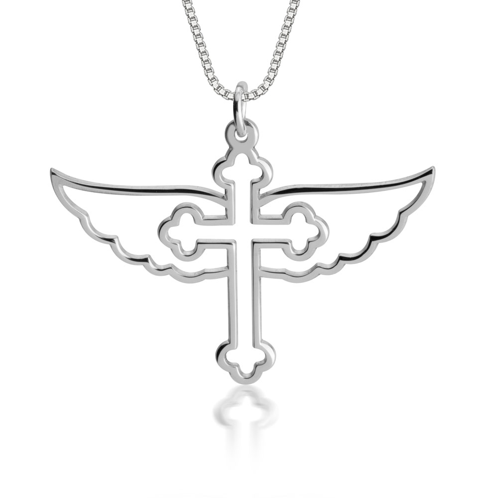 Cross with Angel Wings Necklace