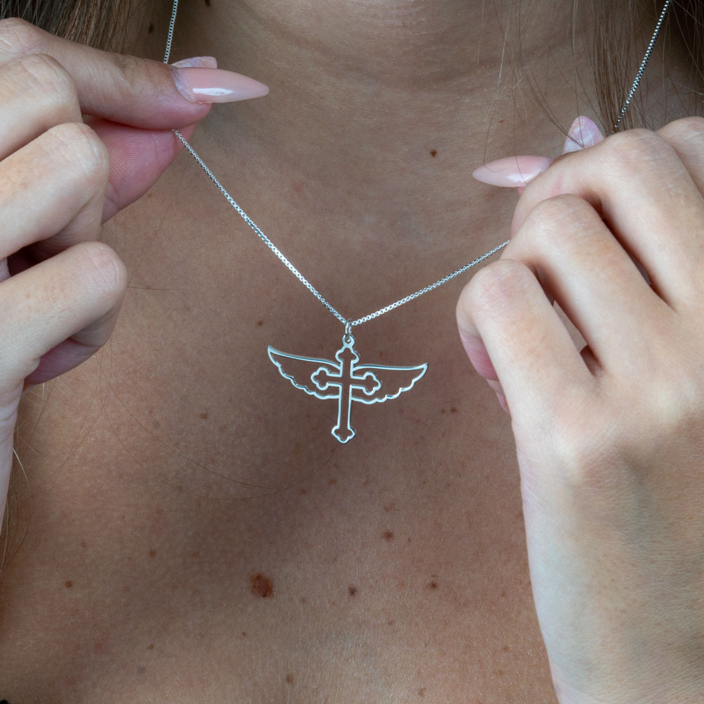 Cross with Angel Wings Necklace