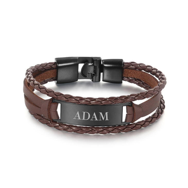 Custom Men Leather Name Bracelet - Picture 4