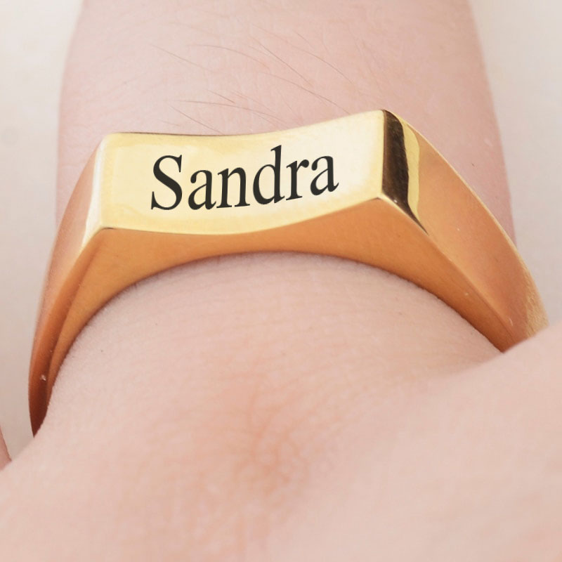 Personalised Curved Alphabet Signet Ring