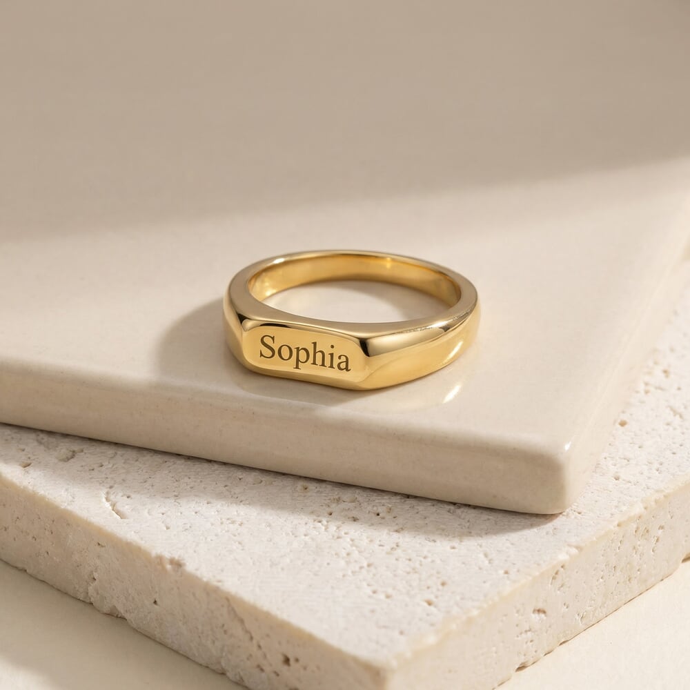 Personalised Curved Alphabet Signet Ring
