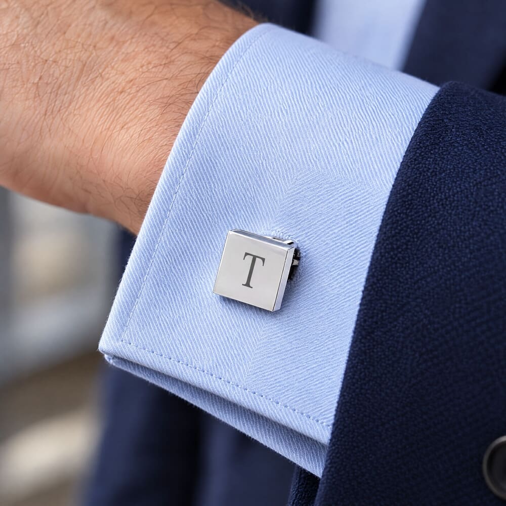 Square Engraved Cufflinks 