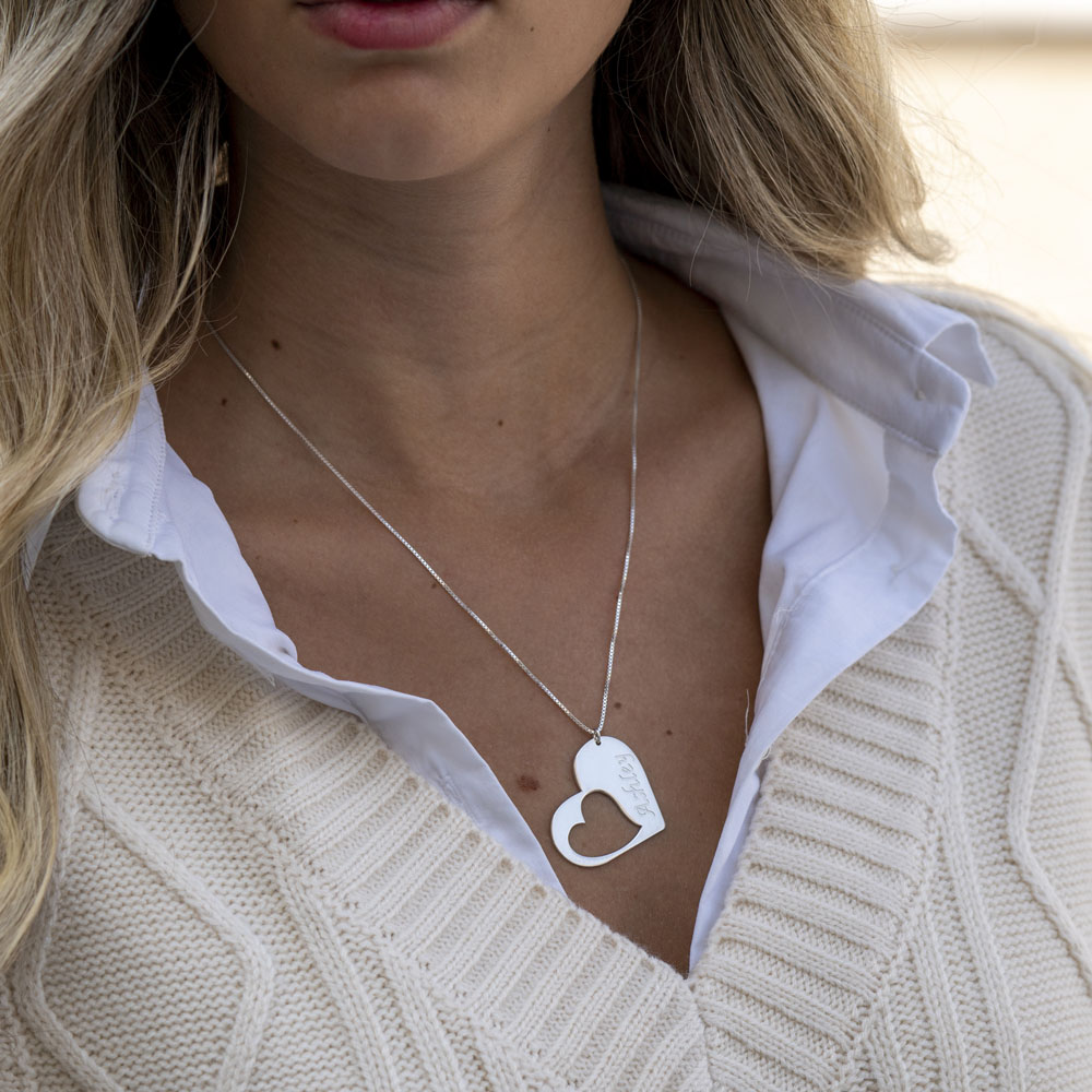 Mother Daughter Heart Necklace Set