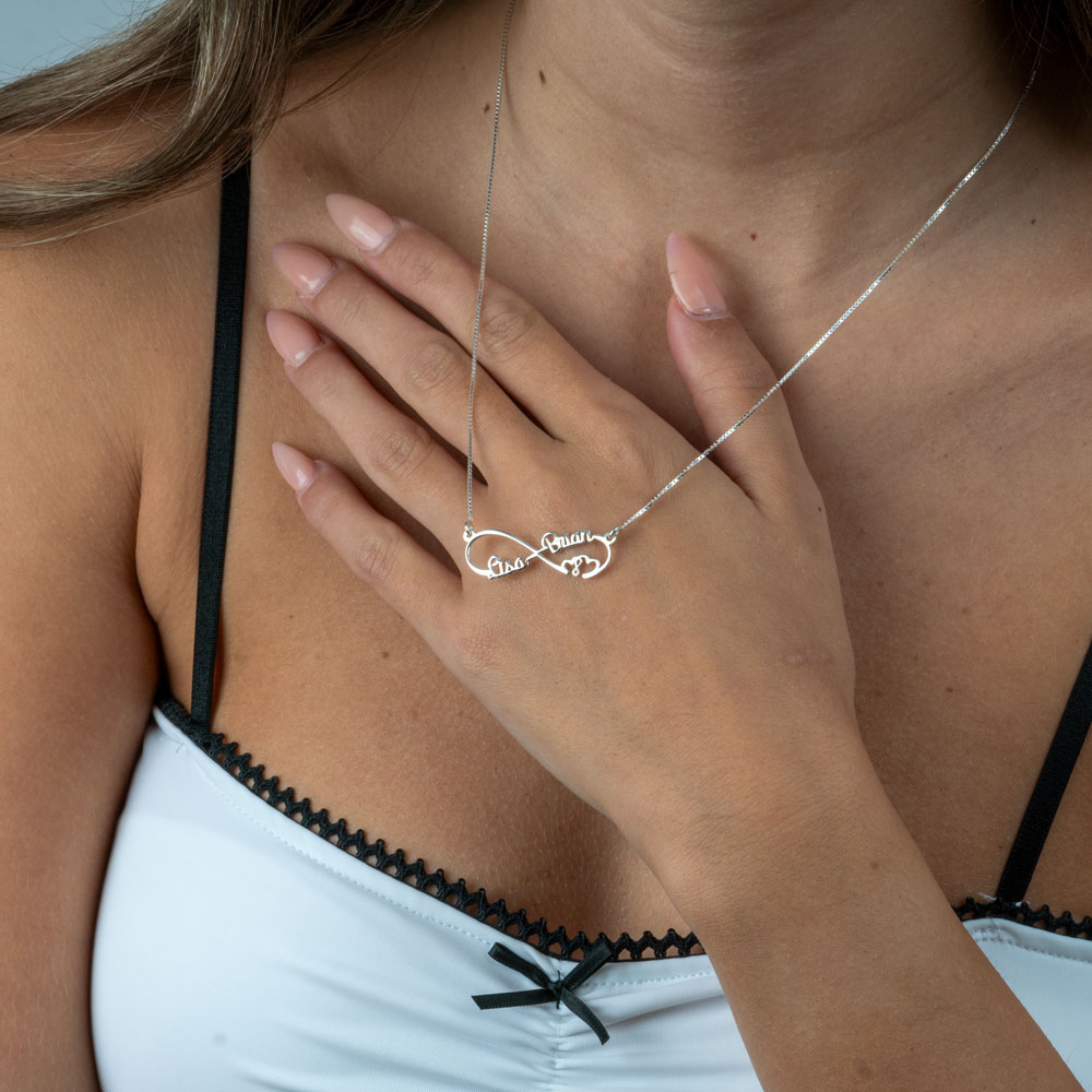 Double Heart and Double Infinity Necklace