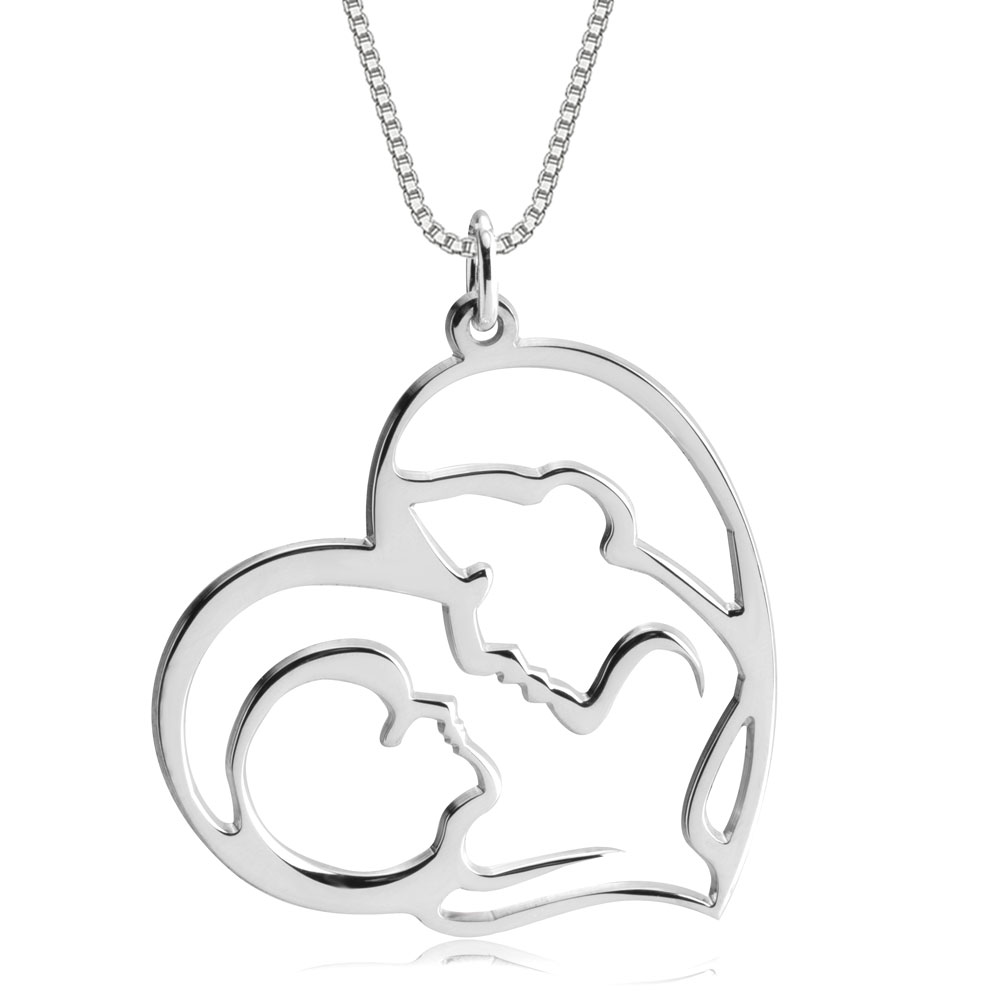 Mother Kid Heart Shaped Necklace