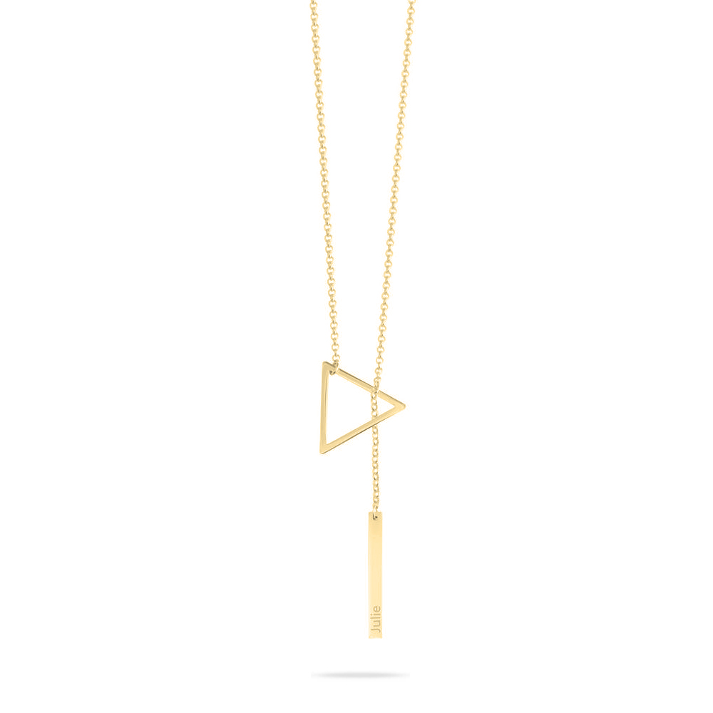 Engraved Hanging Bar & Triangle Necklace