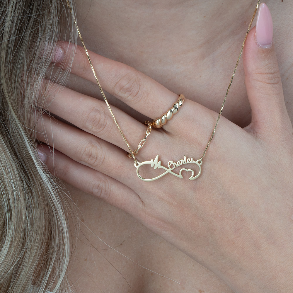 Personalised Infinity Heartbeat Necklace 