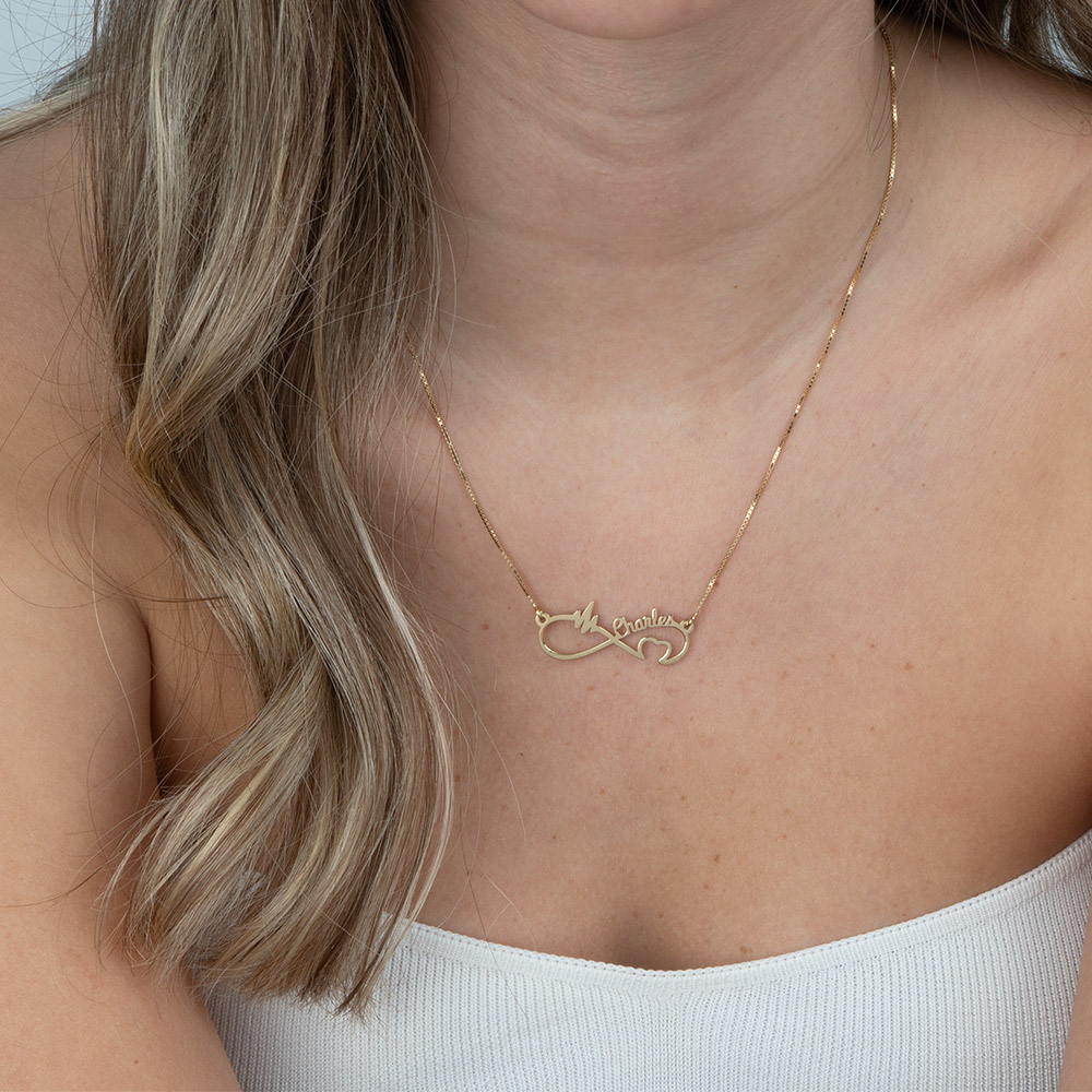 Personalised Infinity Heartbeat Necklace 