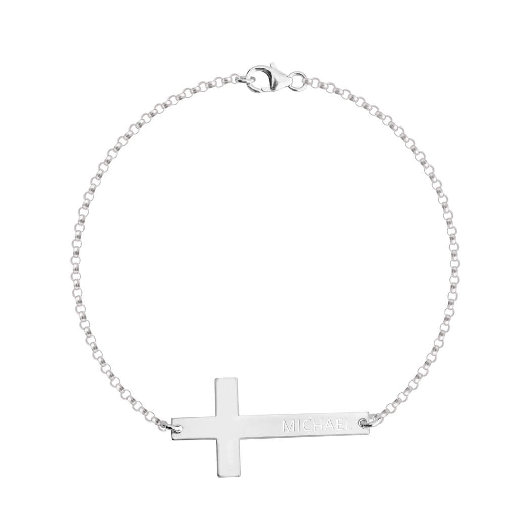 Engraved Cross Bracelet