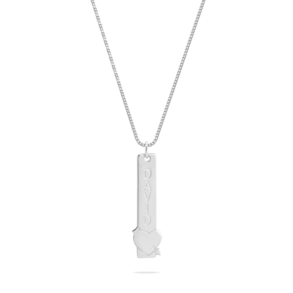 Engraved Heart Bar Necklace