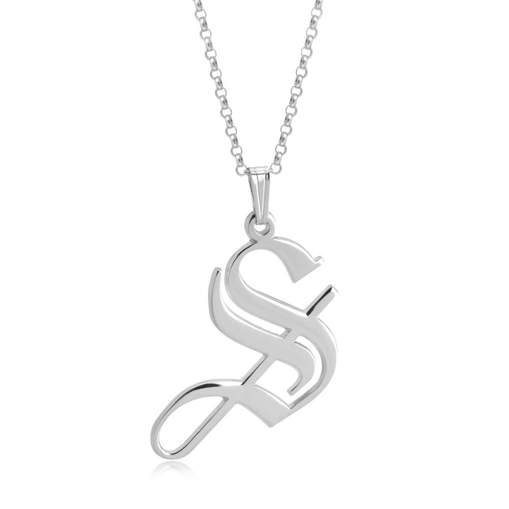 Old Gothic Initial Necklace