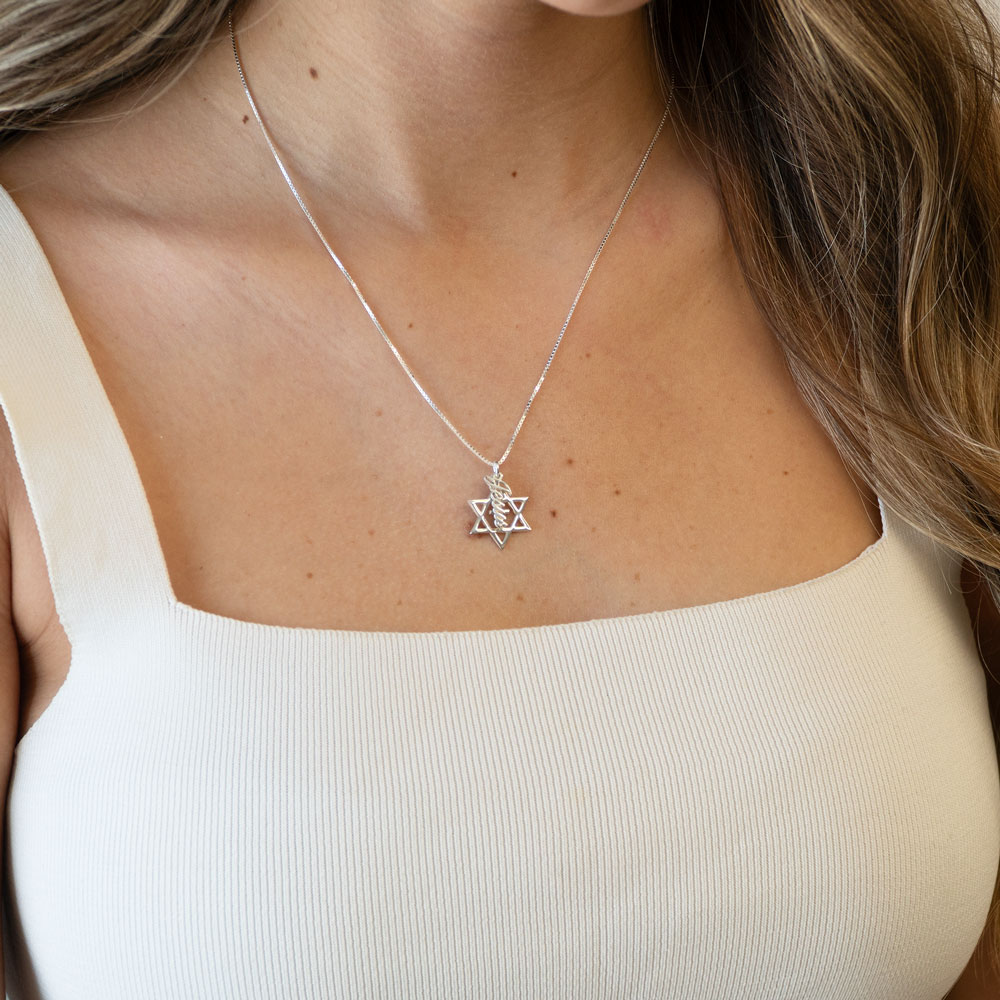 Cross & Star of David Name Necklace