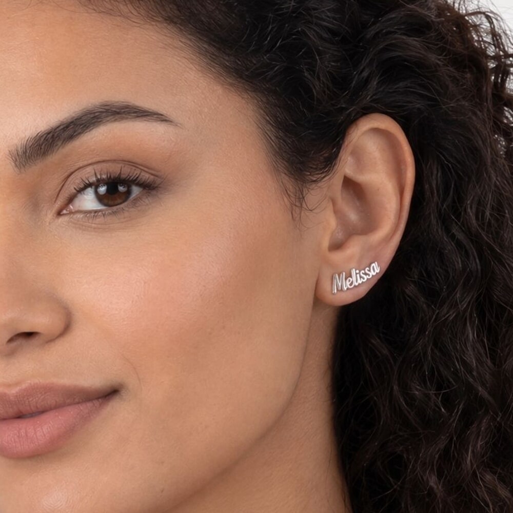Curved Stud Name Earrings